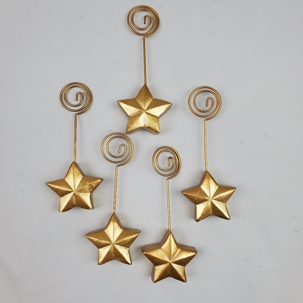 Set of 5 gold star name tag or photo holders